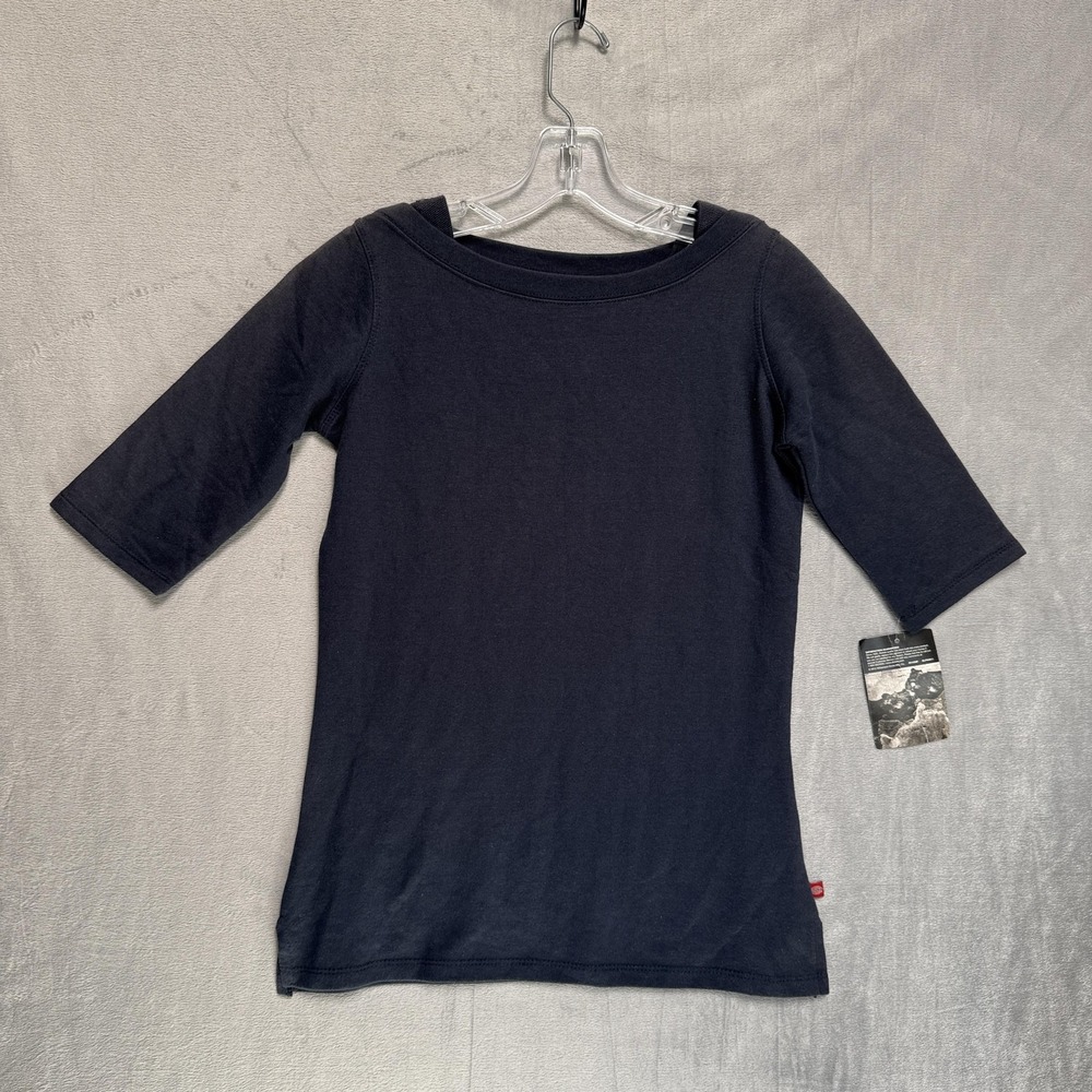 Dickies Shirt Womens‎ XS Navy Blue Boat Neck Elbow Sleeve Workwear Tee Top